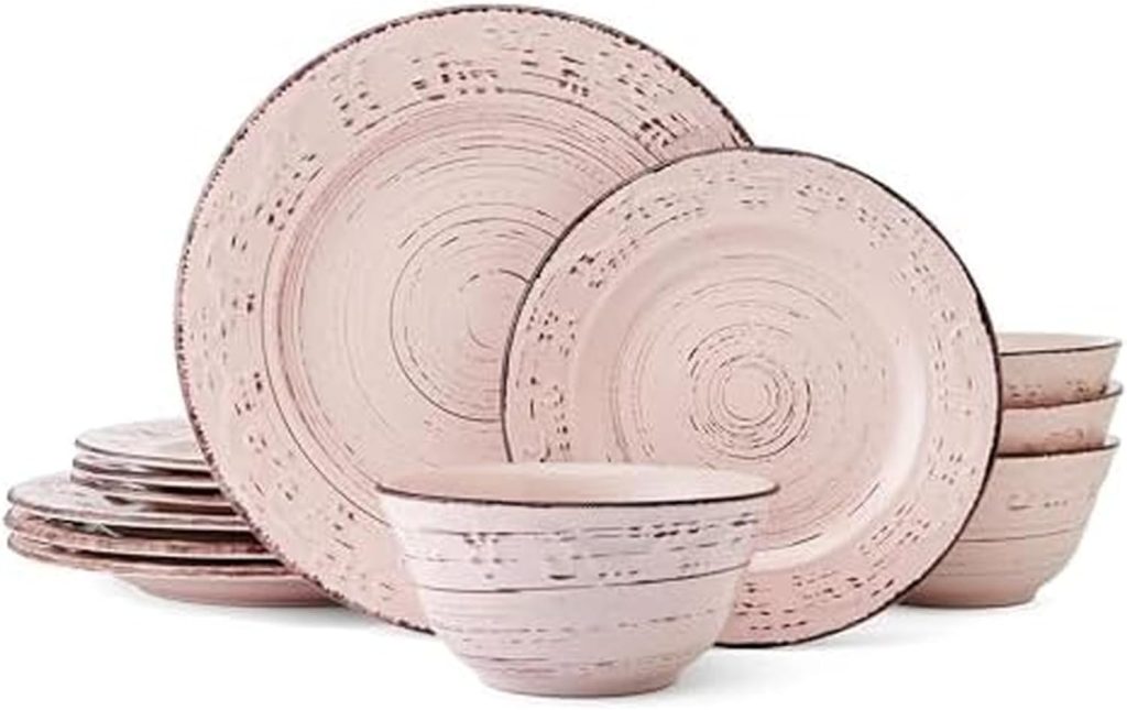 Pfaltzgraff Trellis Pink 12-Piece Stoneware Dinnerware Set