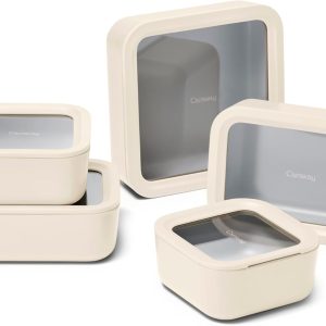 Caraway 13-Piece Glass Food Storage Set with Lids & Organizer