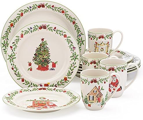 Lenox Holiday Illustrations 12-Piece Porcelain Dinnerware Set
