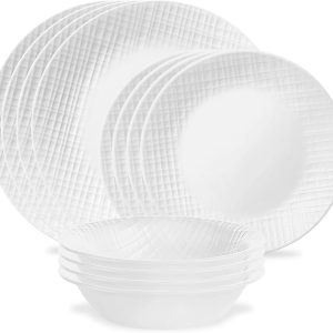 Corelle Linen Weave 12-Piece Dinnerware Set