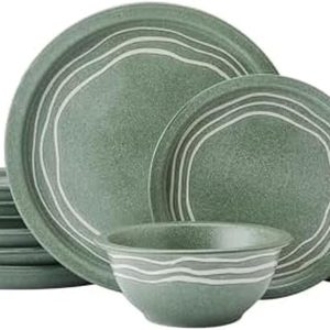 Pfaltzgraff Nature’s Pallet 12-Piece Green Stoneware Dinnerware Set