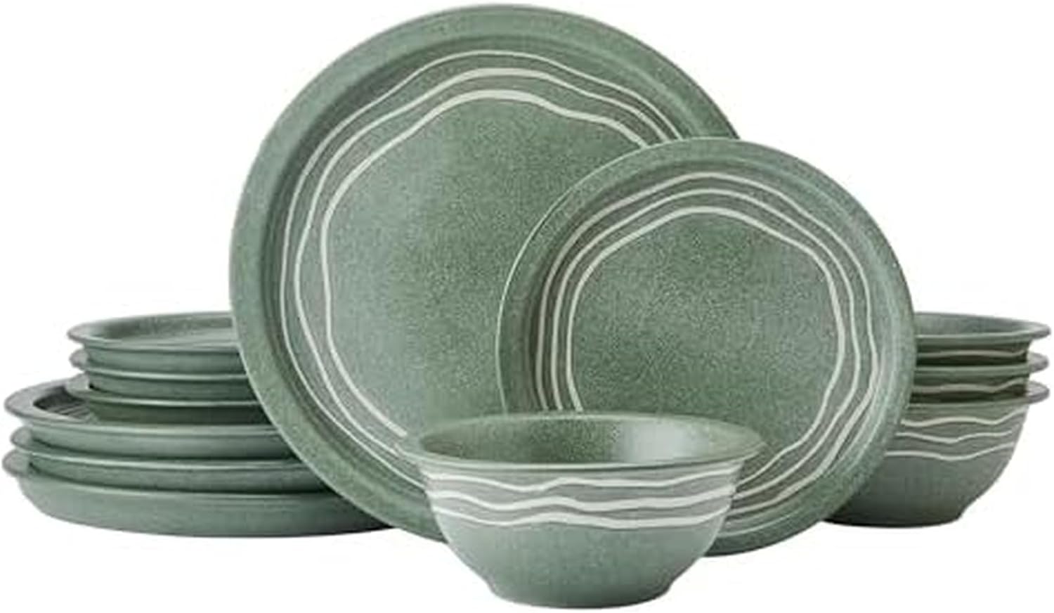 Pfaltzgraff Nature’s Pallet 12-Piece Green Stoneware Dinnerware Set