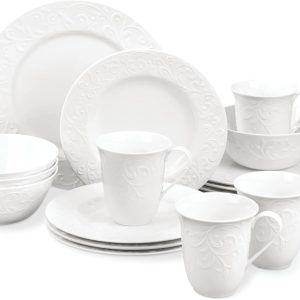 Lenox Opal Innocence Carved 16-Piece Stoneware Dinnerware Set