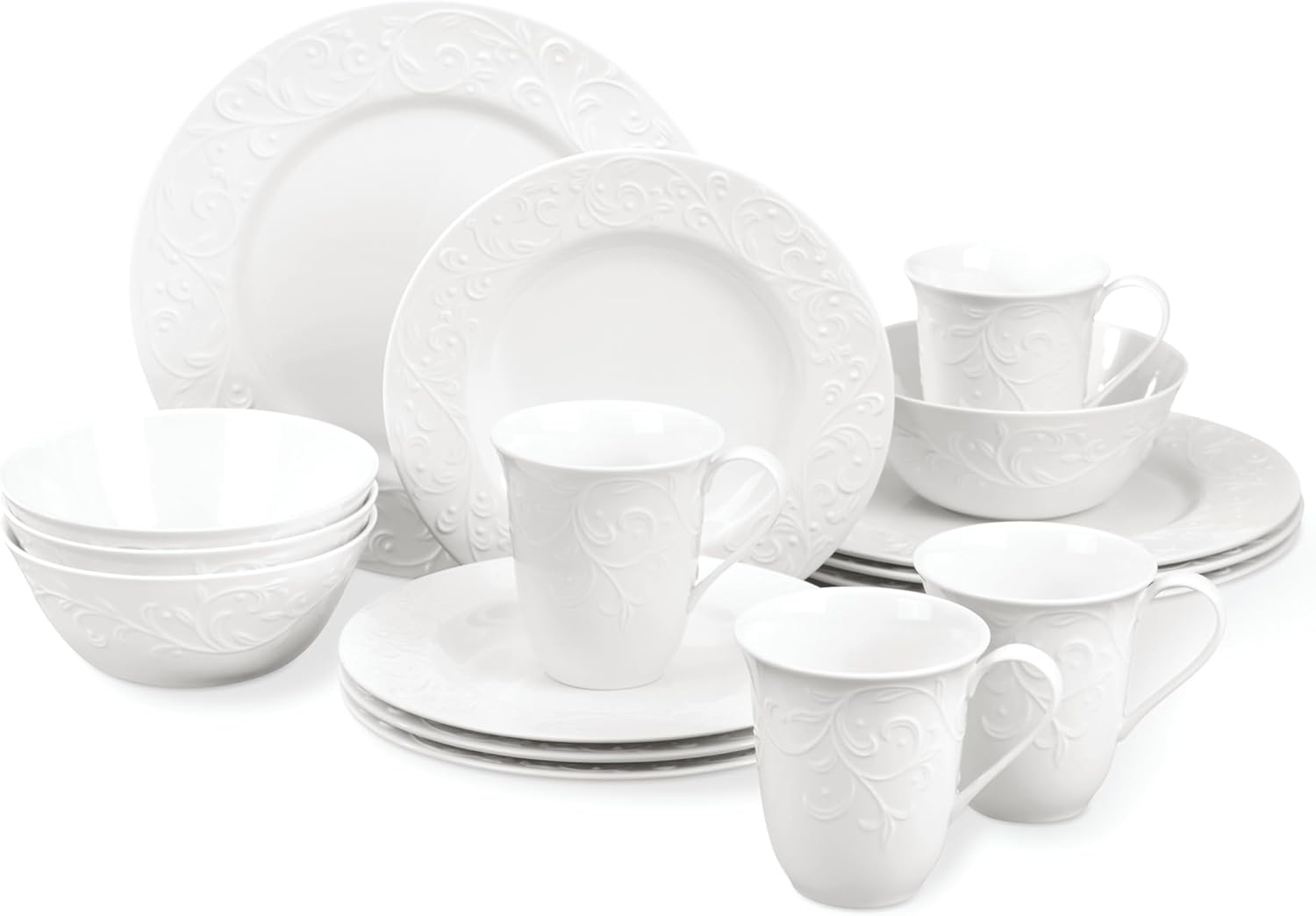 Lenox Opal Innocence Carved 16-Piece Stoneware Dinnerware Set