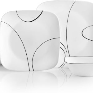 Corelle Simple Lines 18-Piece Square Dinnerware Set