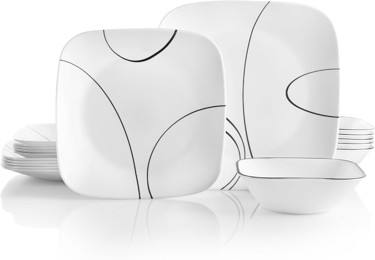 Corelle Simple Lines 18-Piece Square Dinnerware Set