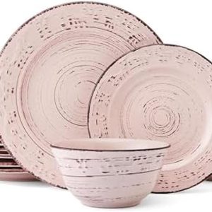 Pfaltzgraff Trellis Pink 12-Piece Stoneware Dinnerware Set