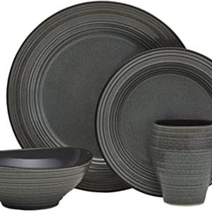 Mikasa Swirl Speckle 16-Piece Graphite Dinnerware Set