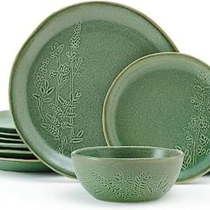 Pfaltzgraff Carrie 12-Piece Green Stoneware Dinnerware Set