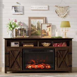 Furmax Farmhouse Fireplace TV Stand for TVs Up to 65 Inch