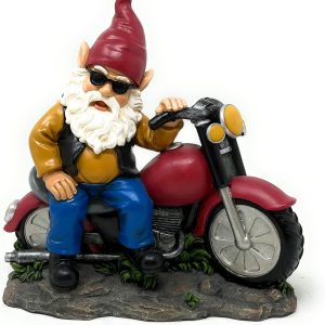 Motorcycle Biker Gnome Resin Statue