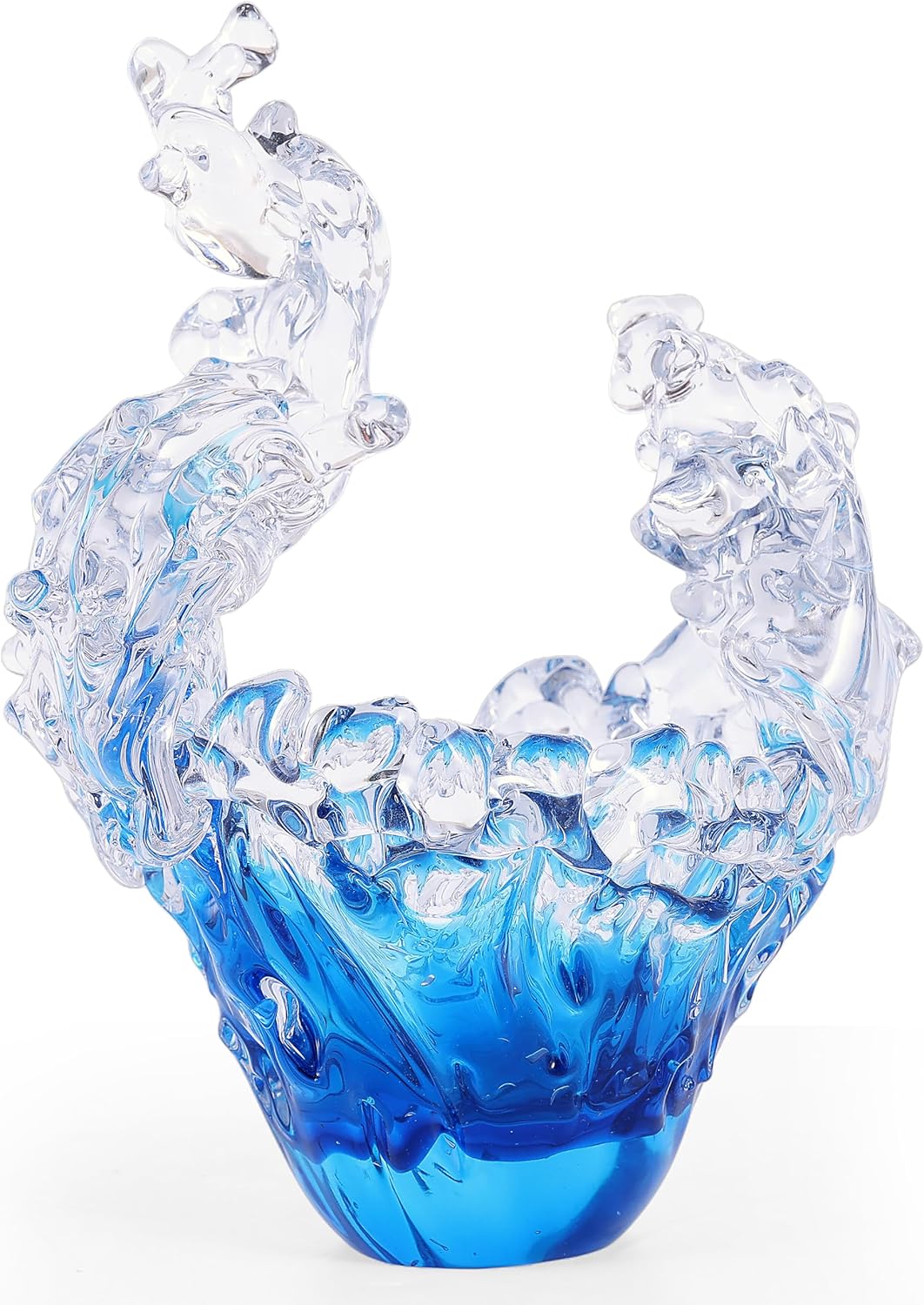 Hand-Blown Glass Wave Sculpture Bowl